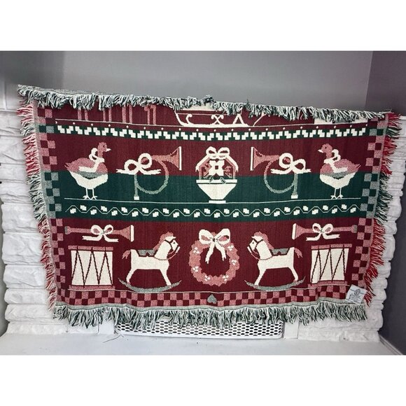 🎄 Vintage Crown Crafts Christmas Throw Blanket – Made in USA – New with Tag! 🎄 - Picture 4 of 7